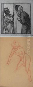 Lotto Unico Di Due Disegni Saluto E Studio Di Nudo Femminile by Rene Xavier Francois Prinet