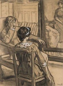 Couple Au Miroir by Rene Xavier Francois Prinet