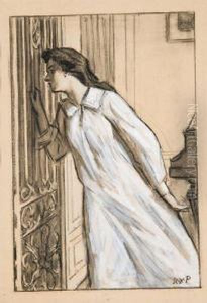 Jeune Fille En Robe De Nuit Dans Un Interieur - view 1