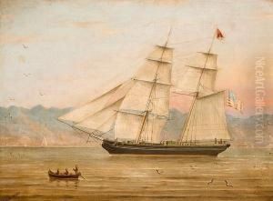 The American Bark 'plymouth' Entering Harbor by James Fulton Pringle