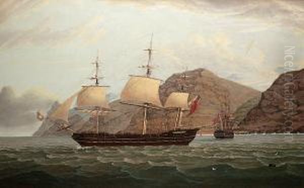 H.m. Frigate "phoenix" Leaving St. Helena - view 1