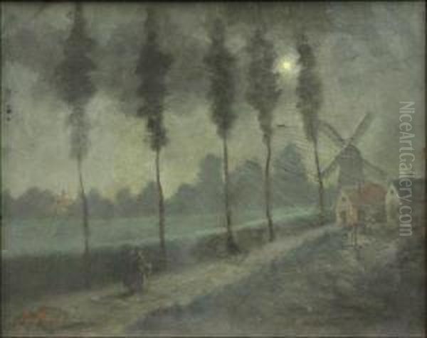 Figure On A Moonlit Path - view 1