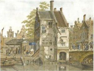 A Town Square With A Fish Market by Johannes Huibert Prins