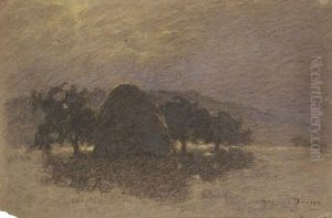 Meule Au Soleil Couchant by Pierre Ernest Prins