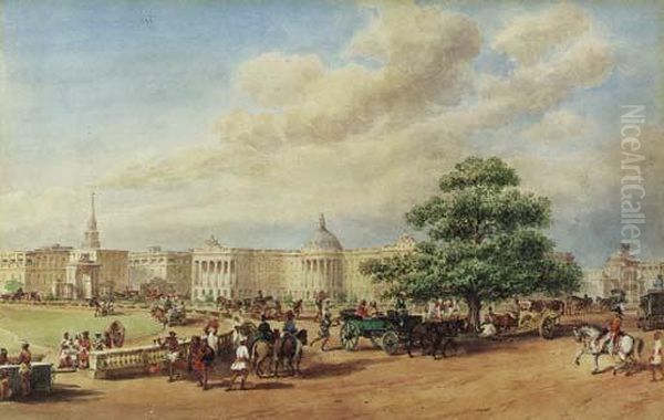 Government House, And The South-west Gateway, From The Esplanade,calcutta - view 1