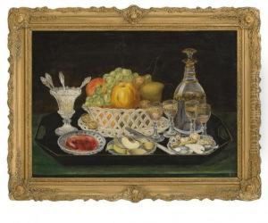 Still Life With Fruitbasket And Dessertwine by Christian August Printz