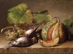Stilleben Med Frukter Och Doda Faglar