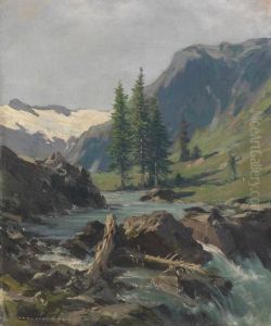 Gebirgstal Mit Bach by Karl Ludwig Prinz