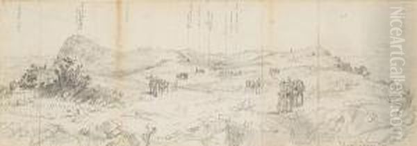 General Wood And Staff Examining The Top Of Majuba Mountain, Following The Battle Of Majuba - view 1