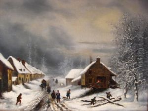 Soldiers In Winter Village by Edward Pritchard