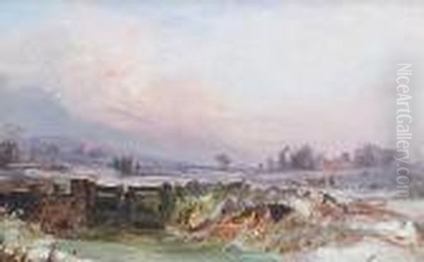 A Winter Landscape With A Farm Gate In The Foreground - view 1