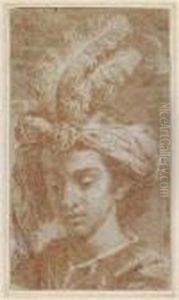 Kopf Eines Jungen Mannes Mit Federturban