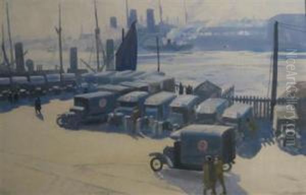 Army Ambulances By The Docks - view 1