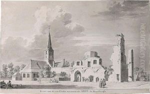 The Church And Ruins Of Rijnsburg, Seen From The North East by Cornelis Pronk