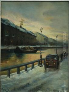 Naviglio In Inverno by Emilios Prosalentis
