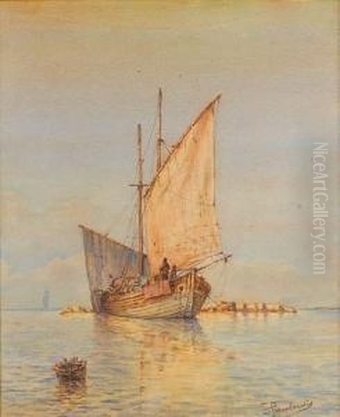 Becalmed Sailing Boat - view 1