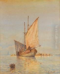 Becalmed Sailing Boat by Emilios Prosalentis