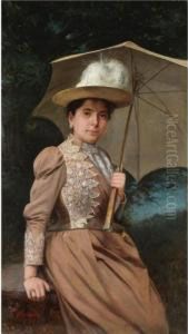 Woman With Umbrella by Pavlo Prosalentis