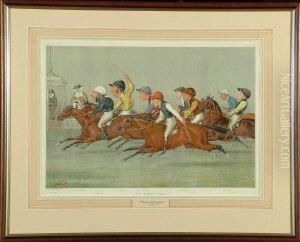 "the Winning Post" - Chromolithograph, Published By Vincent Brooks, Day & Son For Vanity Fair by Liberio Prosperi
