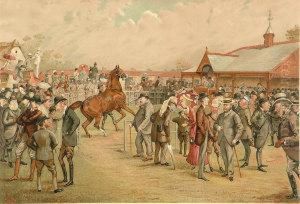 "newmarket: Tattersall's, 1887" - Chromolithograph, Published By Vincent Brooks, Day &amp; Son For Vanity Fair.