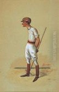 Portrait Of A Polo Player In Red Striped Cap by Liberio Prosperi