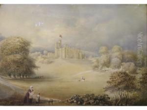 Highclere Castle From The Grounds With Figures Inforeground