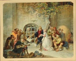 Scena Con Personaggi In Costume Tratta Da Opera Teatrale