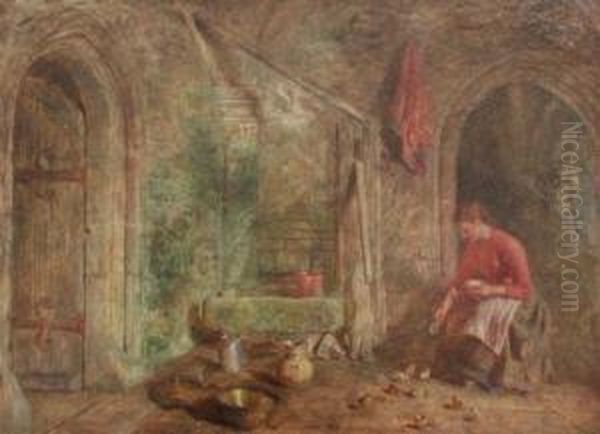 Interior With Woman Feeding Chicks - view 1