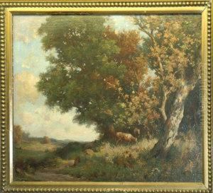 Cattle Amongst Trees by James Christie Prowett