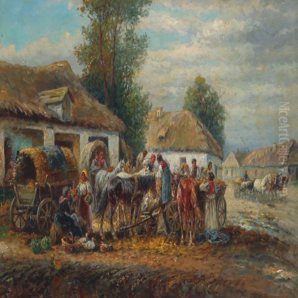Village Scene With A Street Market - view 1