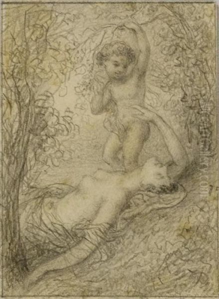 Nymph Asleep With Cupid - view 1