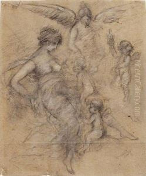 Femme Dans Une Nuee De Putti - view 1