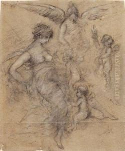 Femme Dans Une Nuee De Putti by Pierre-Paul Prud'hon