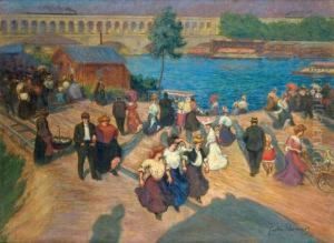 Le Quai De Javel, 1905
 Huile Sur Toile, Signee En Bas A Droite