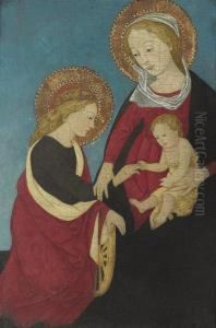 The Madonna And Child With An Angel by Pier Francesco Fiorentino Pseudo