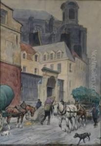 Au Pied De L'eglise Saint Sulpice by Frederic Puechmagre