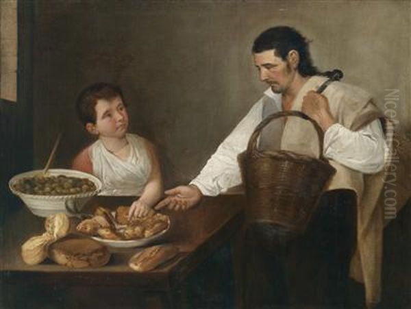 A Fishmonger With Another Figure In An Interior - view 1