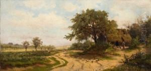 Paysans Dans Le Potager Pres D'une Ferme by Victor Puhonny