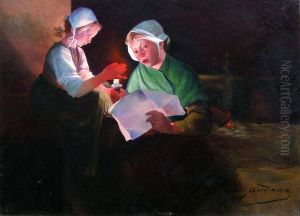 La Lecture A La Chandelle. by Ferdinand Loyen Du Puigaudeau