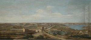 Malta, A View Of Birgu, Senglea And The Santa Margherita Lines Taken From The Cottonera Gate Leading To The Salvador With The Grand Harbour Of Valetta Beyond by To Alberto Pullicino