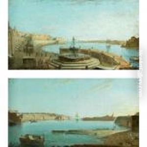 A View Of Valetta Harbour, Malta, From The Neptune Fountain; A Panoramic View Of Valetta Harbour A View Of Valetta Harbour, Malta, From The Neptune Fountain; A Panoramic View Of Valetta Harbour