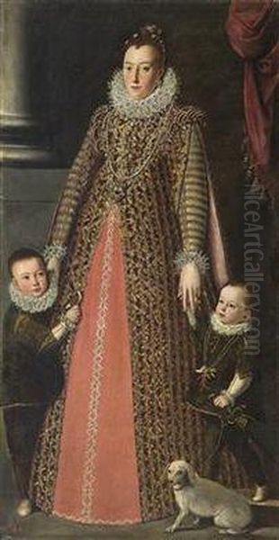 Portrait Of A Duchess Sforza And Her Sons - view 1