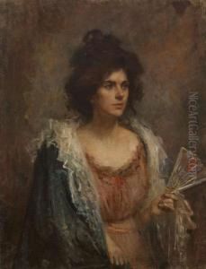 Woman With Fan by Sarah Henrietta Purser