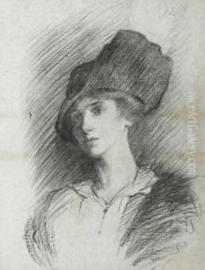 Portrait Of A Lady With A Hat by Sarah Henrietta Purser