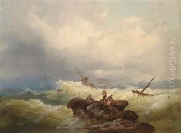 Rescued By The Rocks In Stormy Seas - view 1