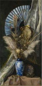 Still Life With Chinese Vase And Fan by M Puttner
