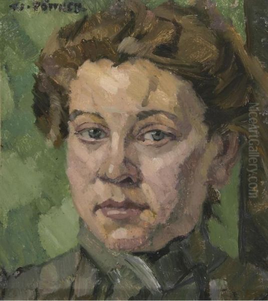 Bildnis Einer Dame.
 Ol Auf Leinwand, Auf Malkarton Aufgelegt. Ca. 29 : 25,5 Cm. Signiert Oben Links. Gerahmt. In Kurzen, Locker Modulierten Strichen, Leicht Nach Links Gehaltener Portraitkopf. Das Inkarnat Ist In Einer Reichen Palette Von Leuchtenden Bra - view 1