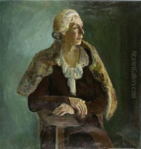 Portrait De Femme Assise A L'etole De Fourrure by Leo Putz
