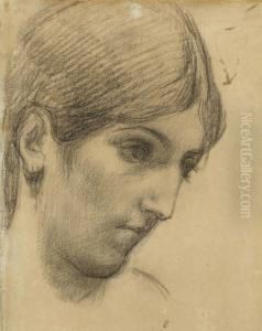 Etude De Tete De Femme by Pierre-Cecile Puvis De Chavannes