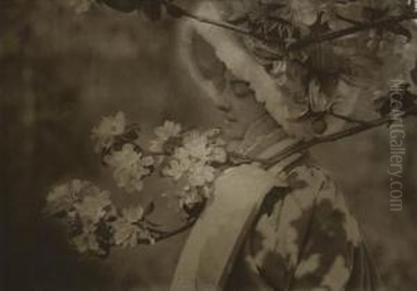 Woman With Cherry Blossoms - view 1